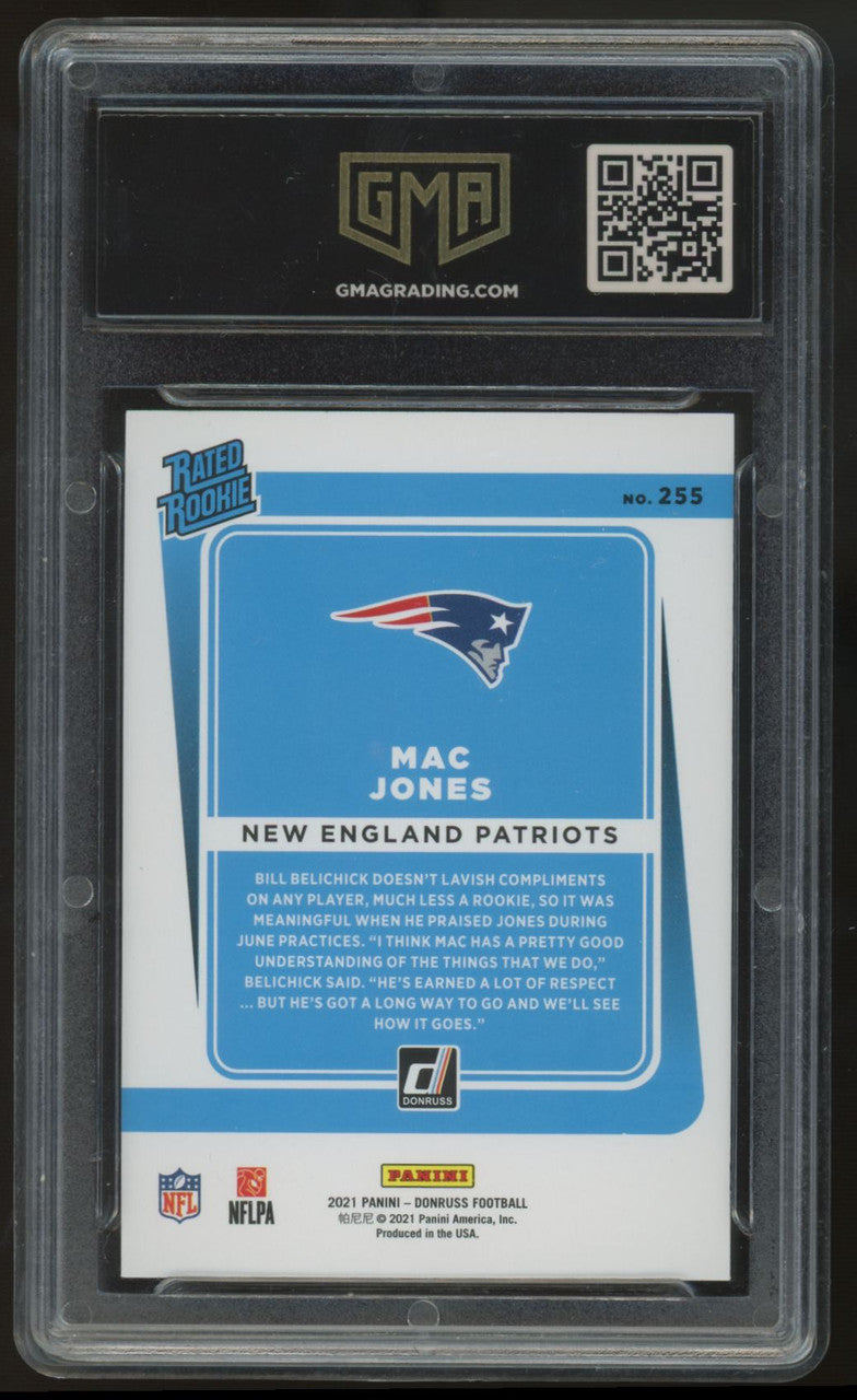 2021 Panini Donruss Mac Jones Rated Rookie Blue Press Proof #255 GMA 9 *908