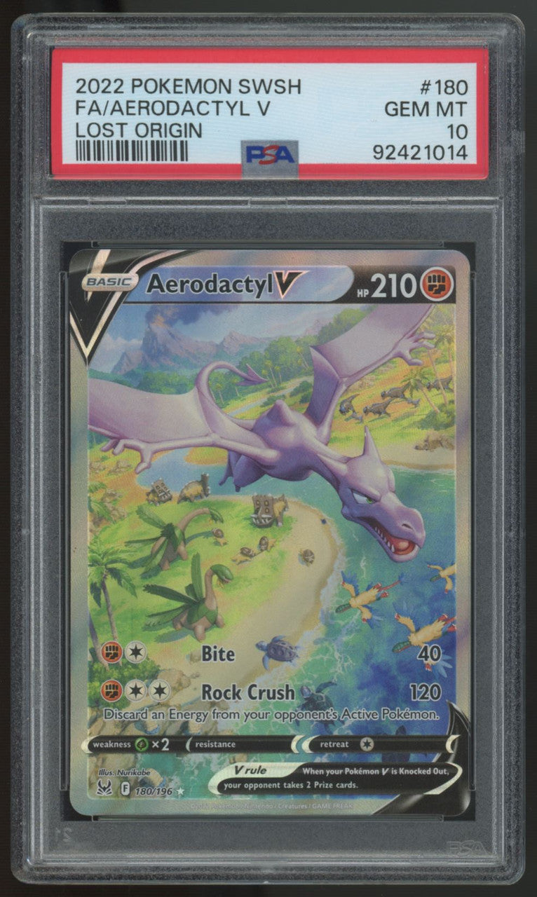2022 Pokemon Aerodactyl V Lost Origin Full Art #180 PSA 10
