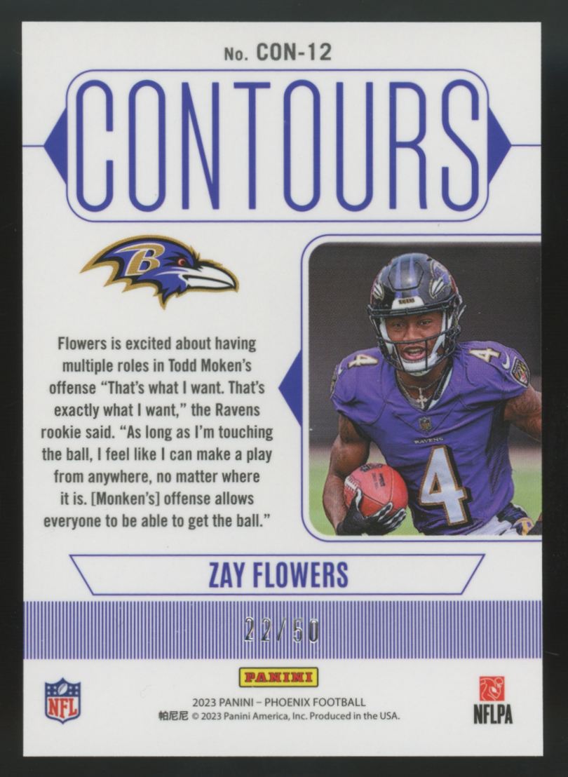 2023 Panini Phoenix Zay Flowers RC Bronze Contours /50 #CON-12