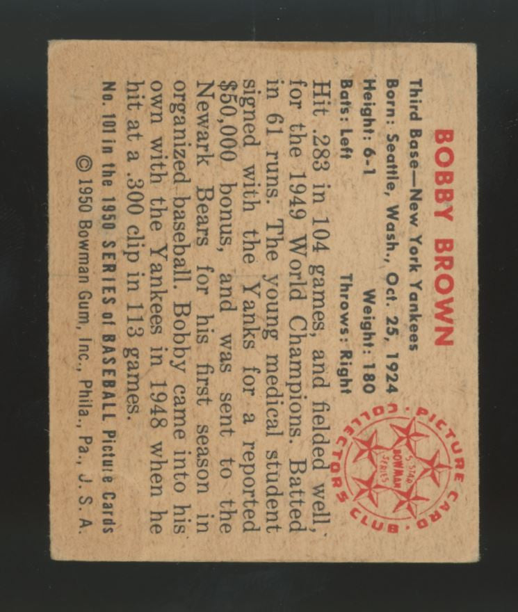 1950 Bowman Bobby Brown #101 EX