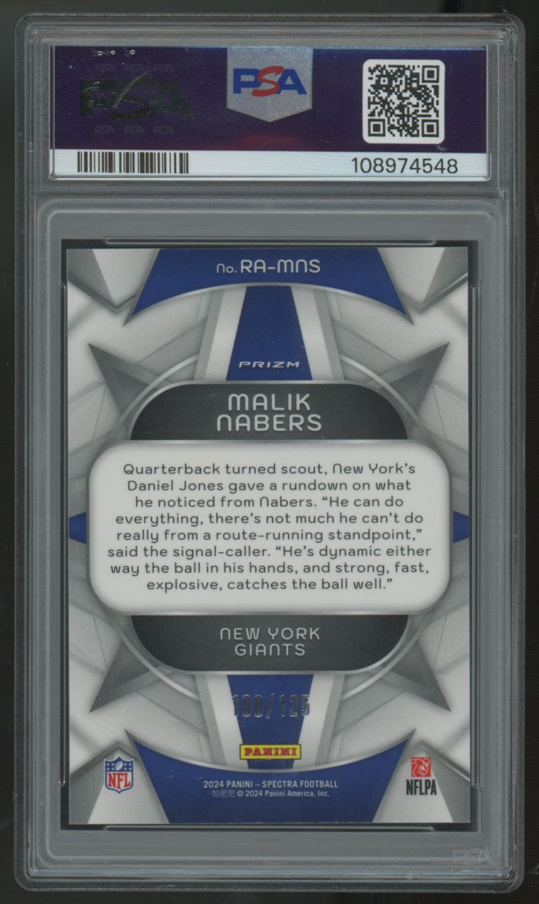 2024 Panini Spectra Malik Nabers RC Rookie Aura /125 #RA-MNS PSA 10