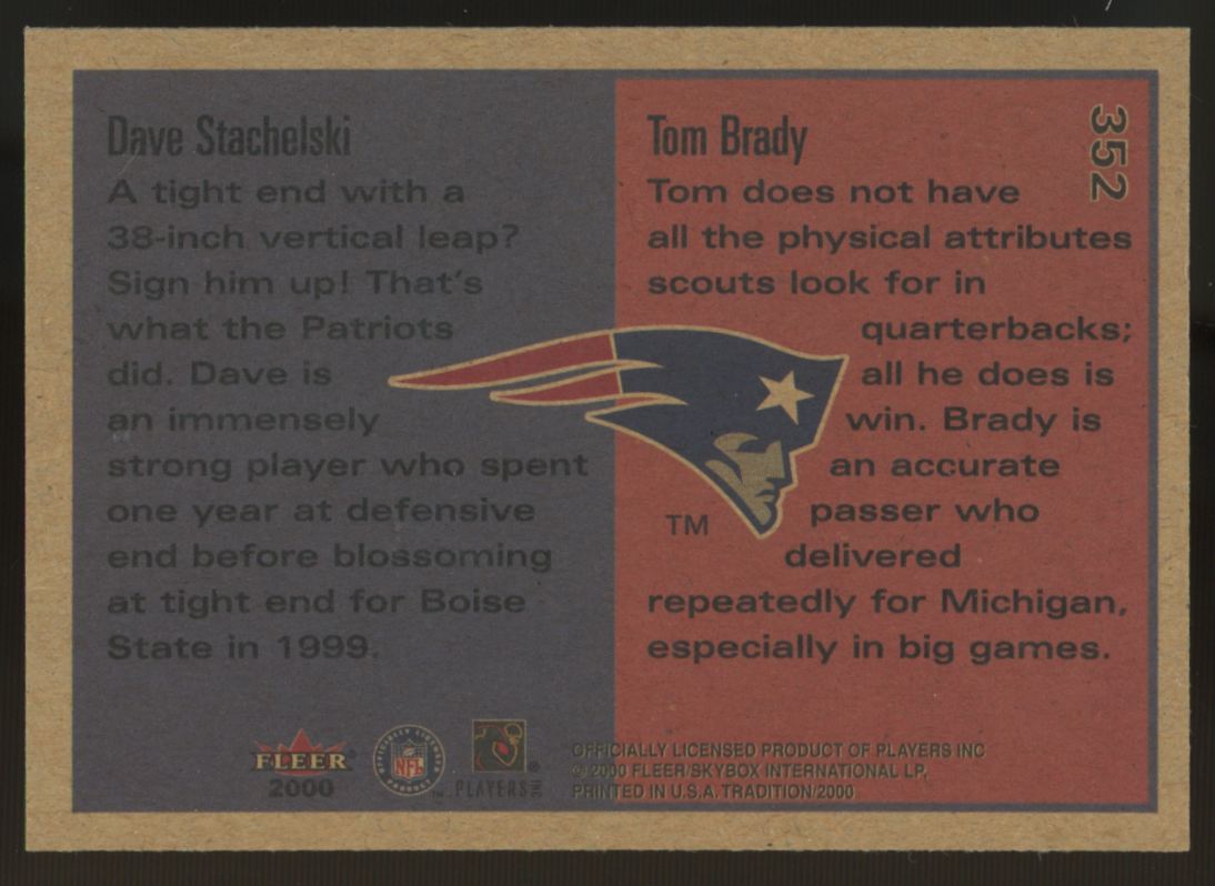 2000 Fleer Tradition Tom Brady RC Rookies To Watch #352