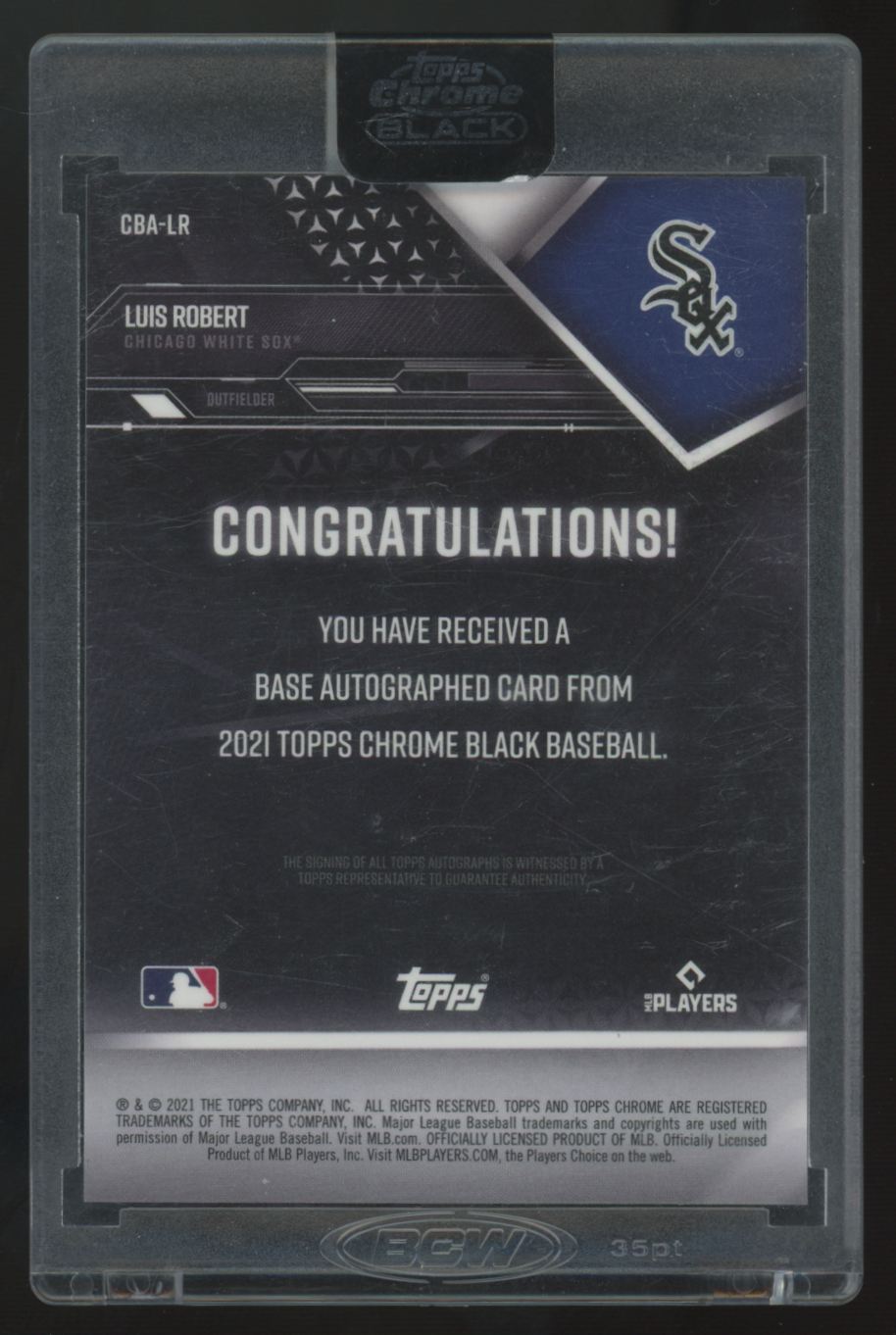 2021 Topps Chrome Black Luis Robert Green Auto Refractor /99 #CBA-LR