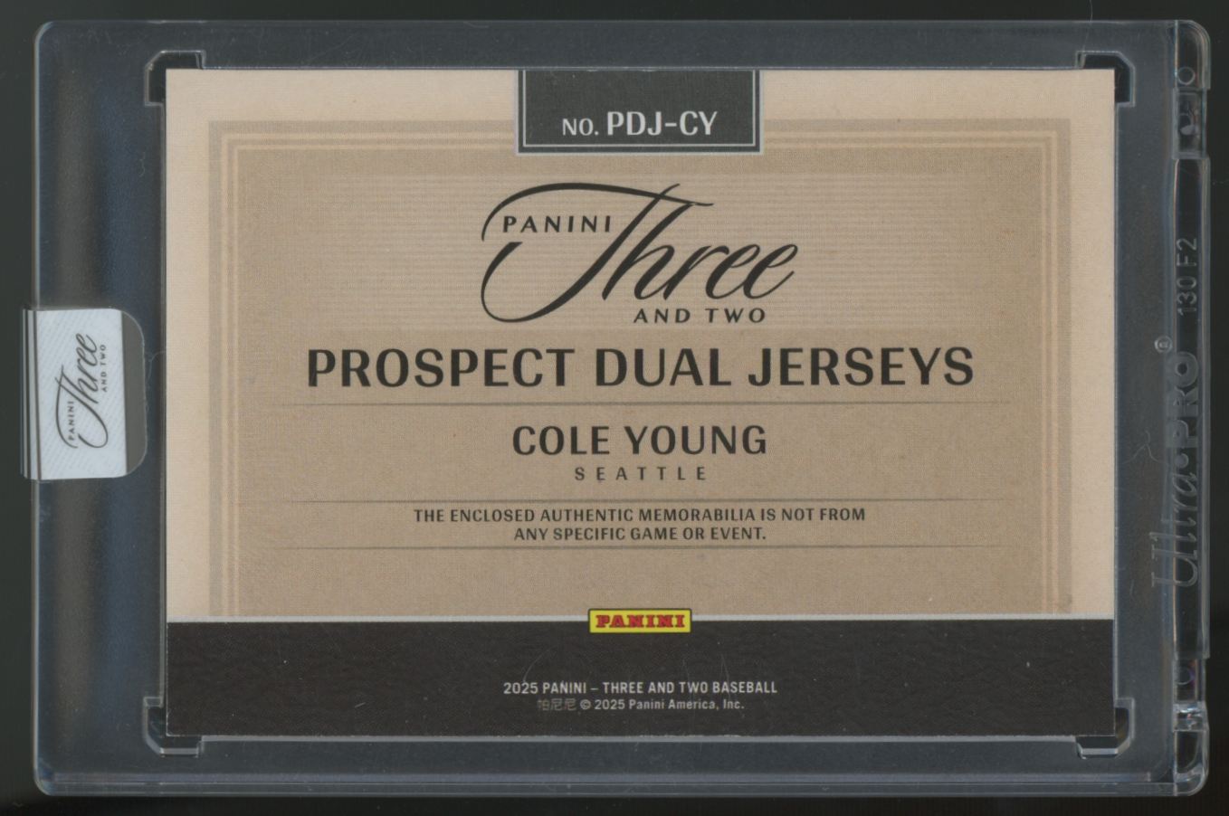 2025 Three & Two Cole Young Full Count Prospect Dual Patch /32 #PDJ-CY
