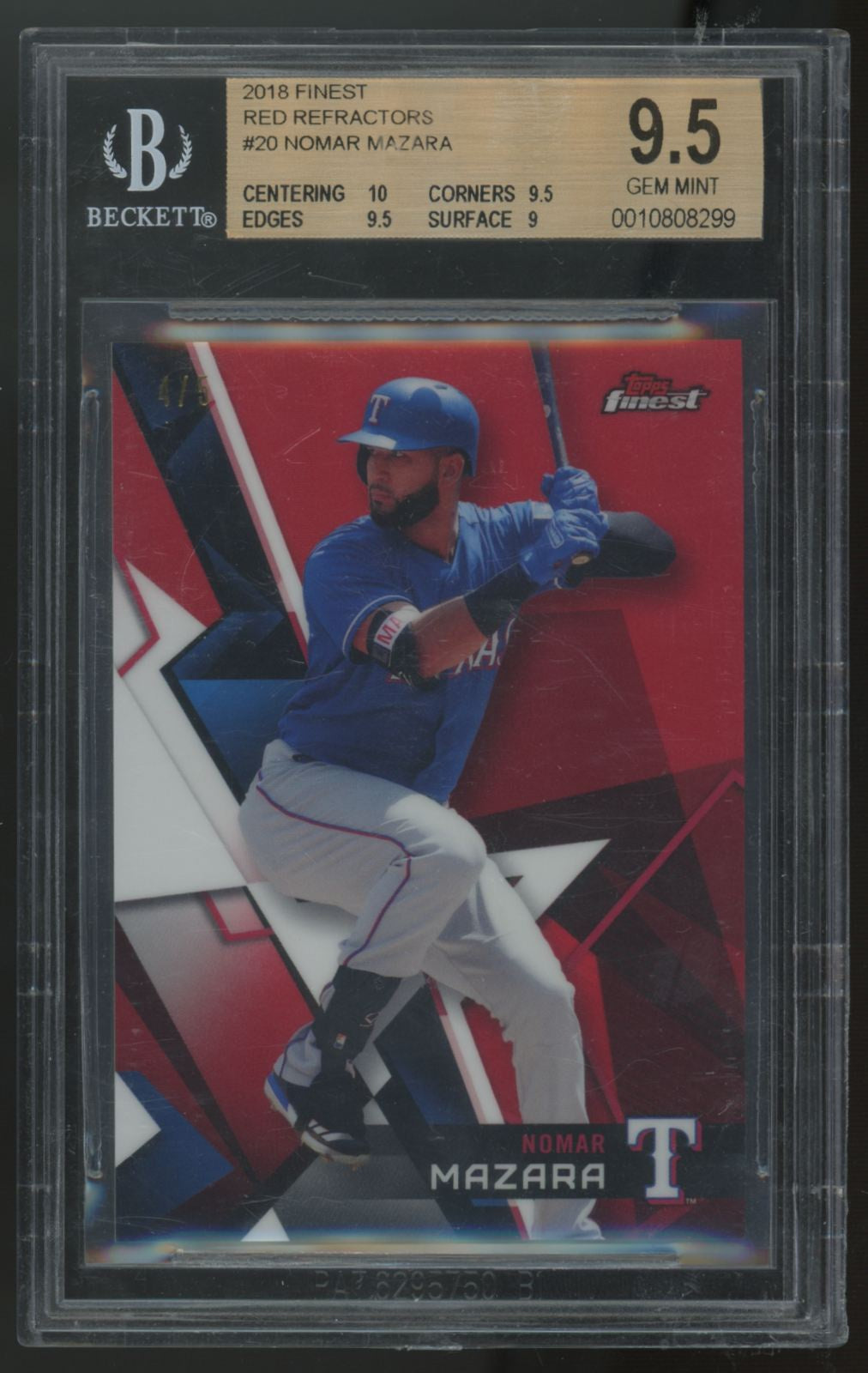 2018 Topps Finest Nomar Mazara Red Refractor /5 #20 BGS 9.5