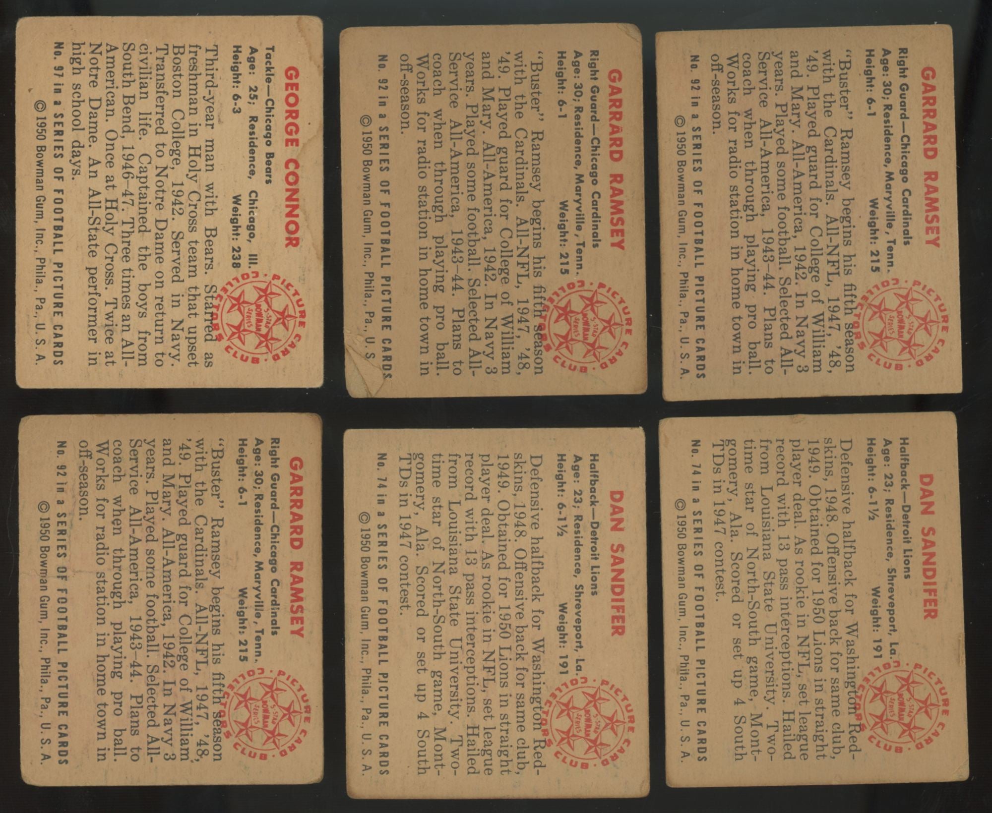 1950 Bowman Football Picture Cards Lot Of 14 Poor