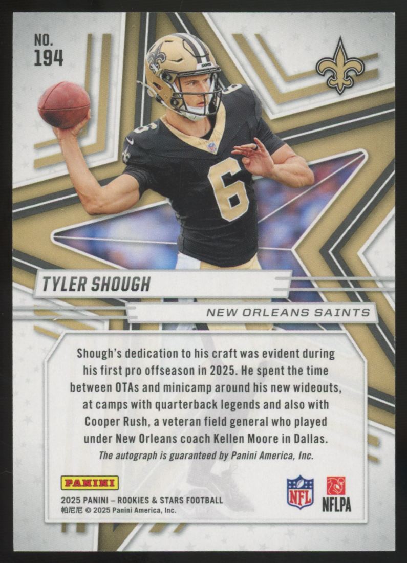 2025 Panini Rookies and Stars Tyler Shough RC Auto /349 #194