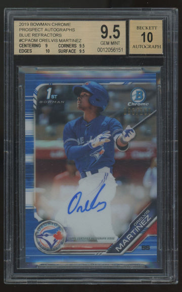 2019 Bowman Chrome Orelvis Martinez 1st Prospect Blue Auto /150 BGS 9.5 10