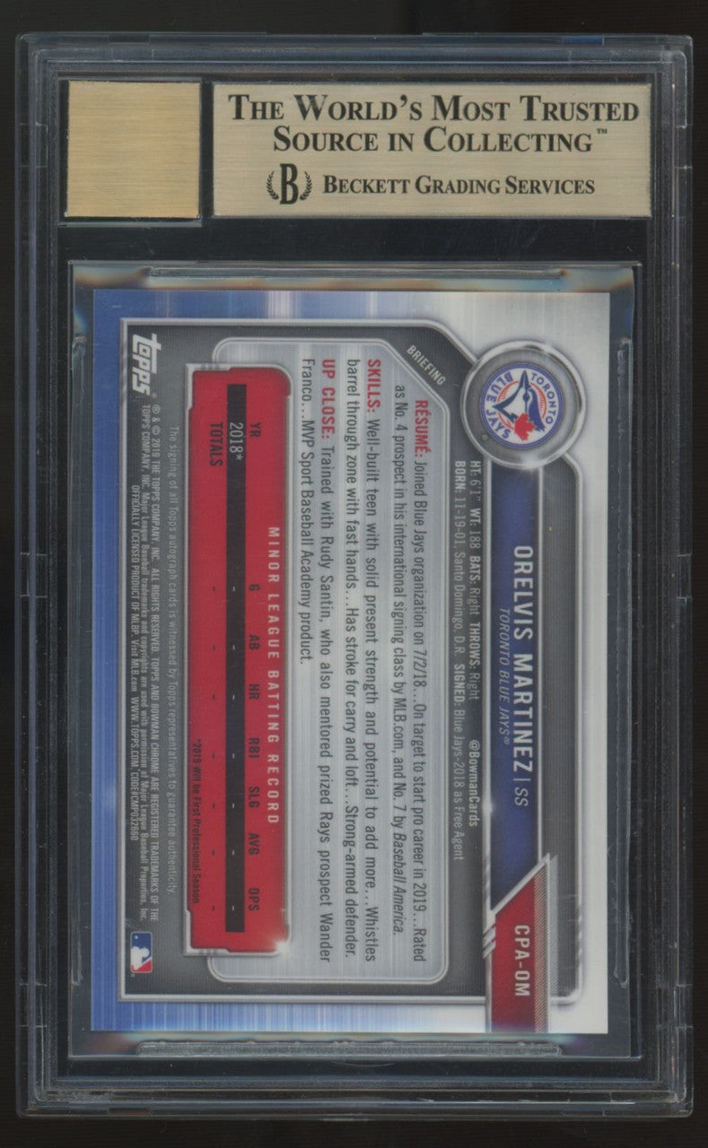 2019 Bowman Chrome Orelvis Martinez 1st Prospect Blue Auto /150 BGS 9.5 10