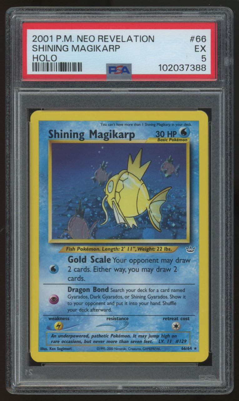 2001 Pokemon Shining Magikarp Neo Revelation Unlimited Holo #66 PSA 5
