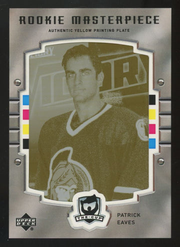2005-06 UD The Cup Patrick Eaves RC Masterpiece Yellow Printing Plate 1/1 #295