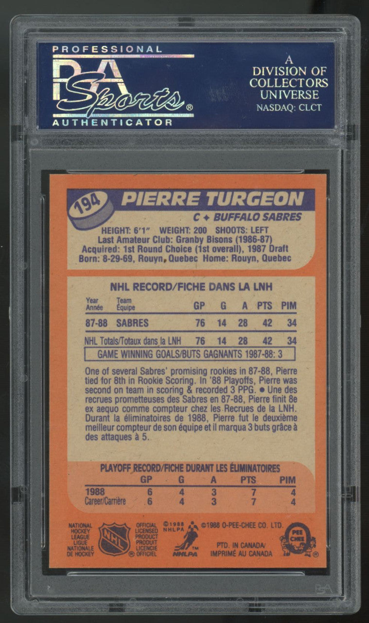 1988-89 O-Pee-Chee Pierre Turgeon RC #194 PSA 9