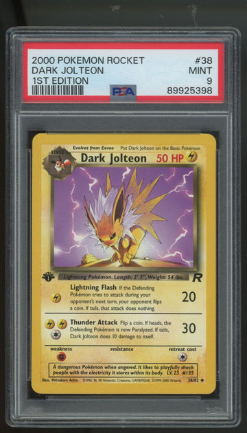 2000 Pokemon Dark Jolteon Team Rocket 1st Edition #38 PSA 9