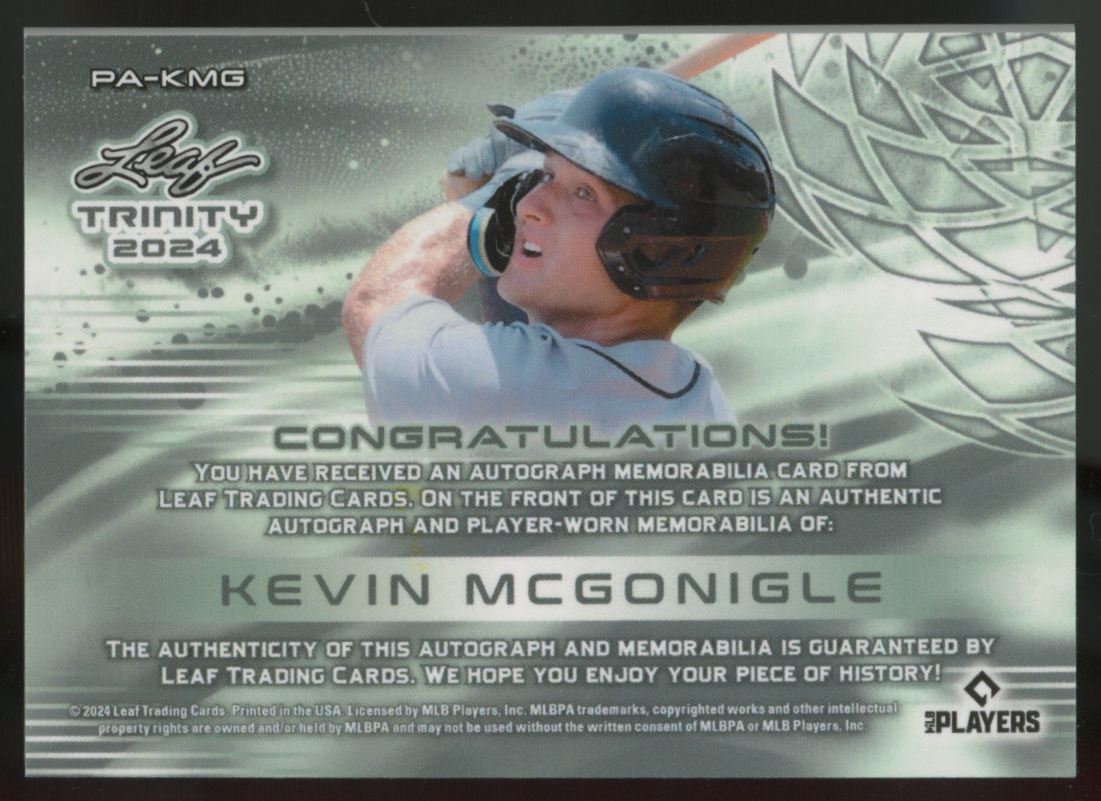 2024 Leaf Trinity Kevin McGonigle Patch Auto Blue /49 #PA-KMG