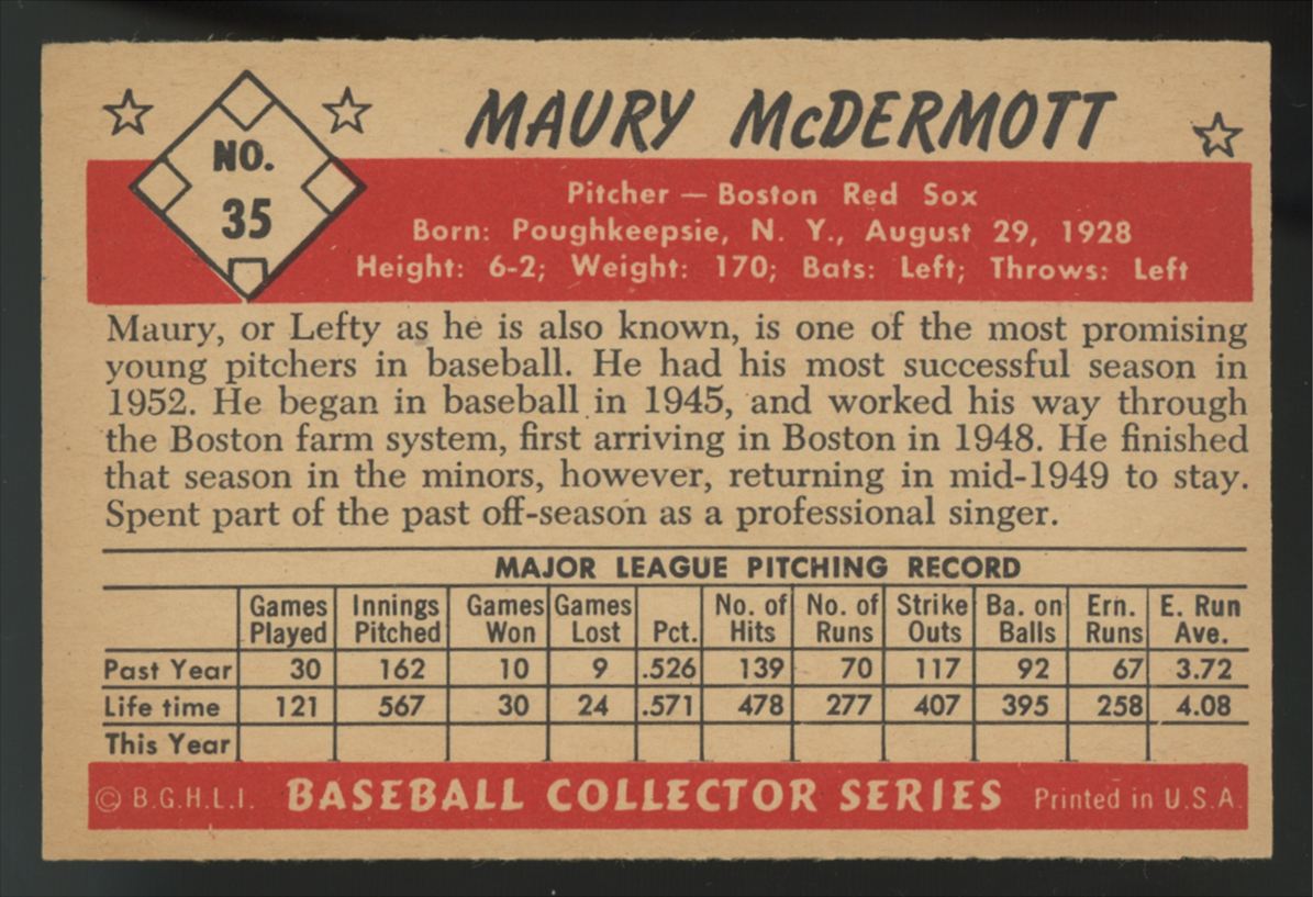 1953 Bowman Color Maury McDermott #35 EX/MT