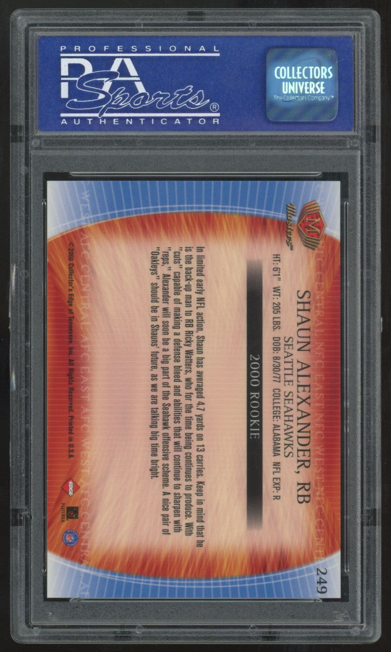 2000 Collector's Edge Masters Shaun Alexander RC #249 PSA 10
