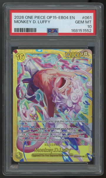 2026 One Piece Monkey D Luffy OP15-EB04 Secret Rare #61 PSA 10