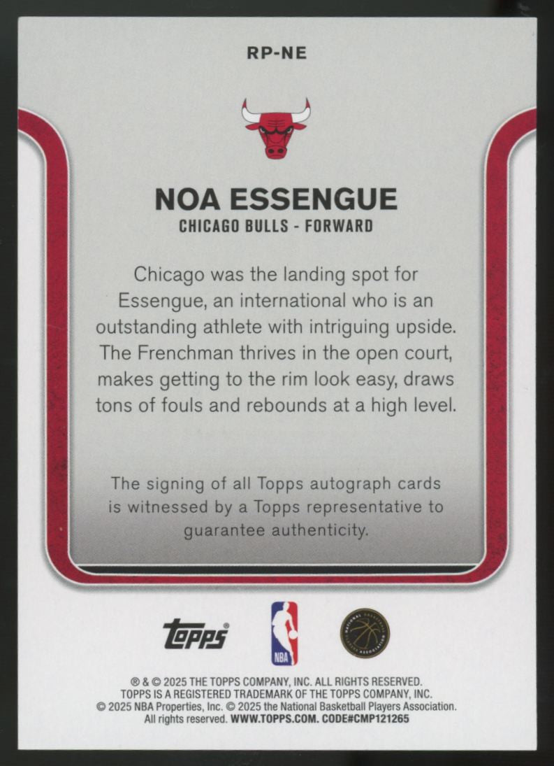 2025-26 Topps Noa Essengue RC Rookie Photo Shoot Auto #RP-NE