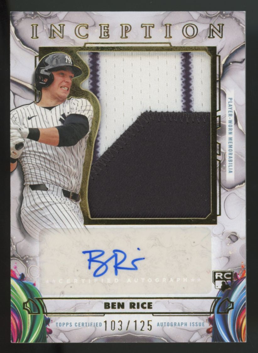 2025 Topps Inception Ben Rice RC Jumbo Patch Auto RPA /125 #IAJP-BR