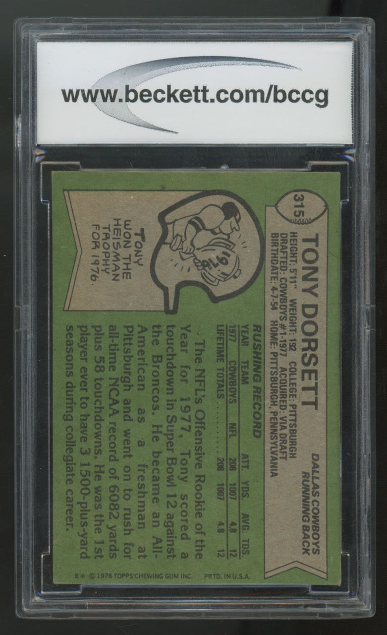 1978 Topps Tony Dorsett RC #315 BCCG 8