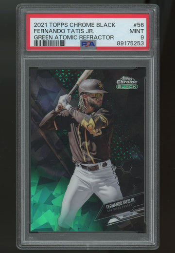 2021 Topps Chrome Black Fernando Tatis Jr. Green Atomic Refractor /99 #56 PSA 9
