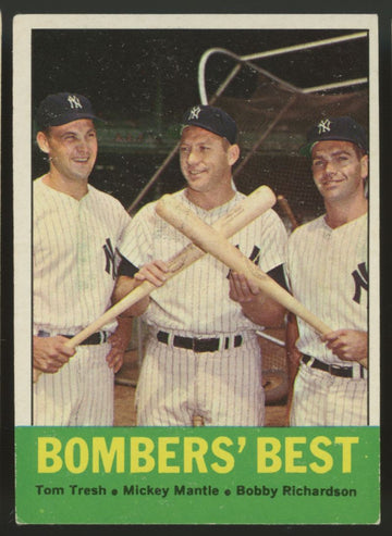 1963 Topps Baseball Bomber's Best Mantle Richardson Tresh #173 VG/EX
