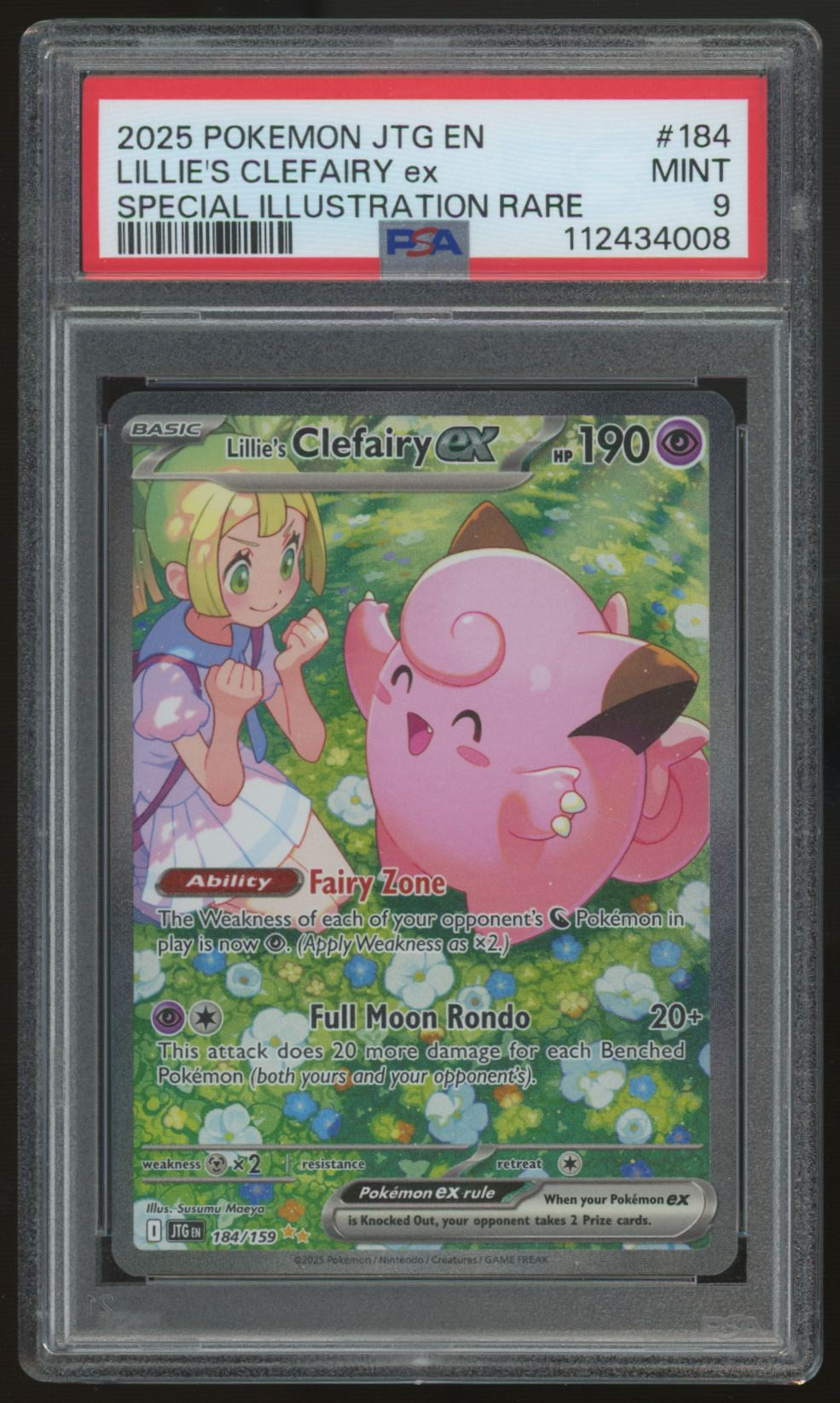 2025 Pokemon Lillie's Clefairy ex Journey Together SIR #184 PSA 9