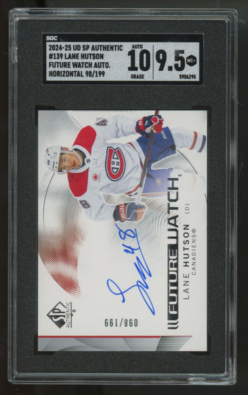 2024-25 UD SP Authentic Lane Hutson RC Future Watch Auto /199 #139 SGC 9.5 10