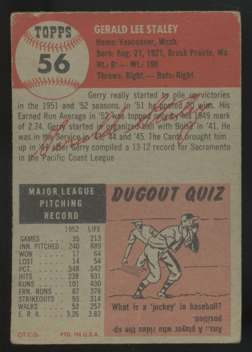 1953 Topps Gerald Staley #56 Fair