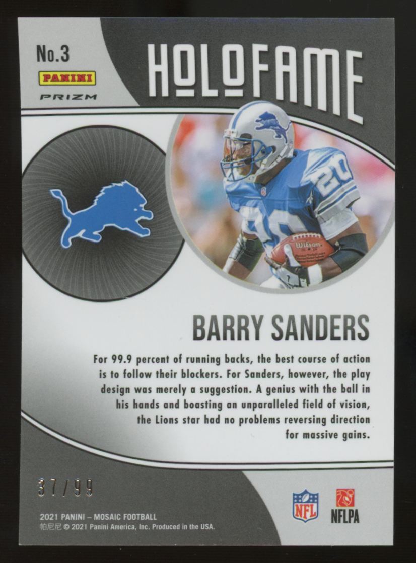 2021 Mosaic Barry Sanders Holofame Blue Reactive /99 #3