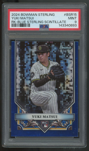 2024 Bowman Sterling Yuki Matsui RC Blue Scintillate /25 #BSR-15 PSA 9