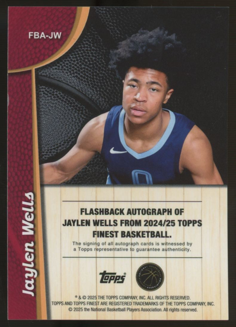 2024/25 Topps Finest Jaylen Wells RC Flashback Auto Blue Geometric /99 #FBA-JW