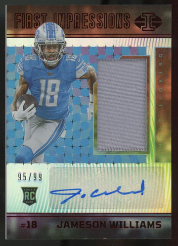 2022 Illusions Jameson Williams RC First Impressions Patch Auto RPA Red /99