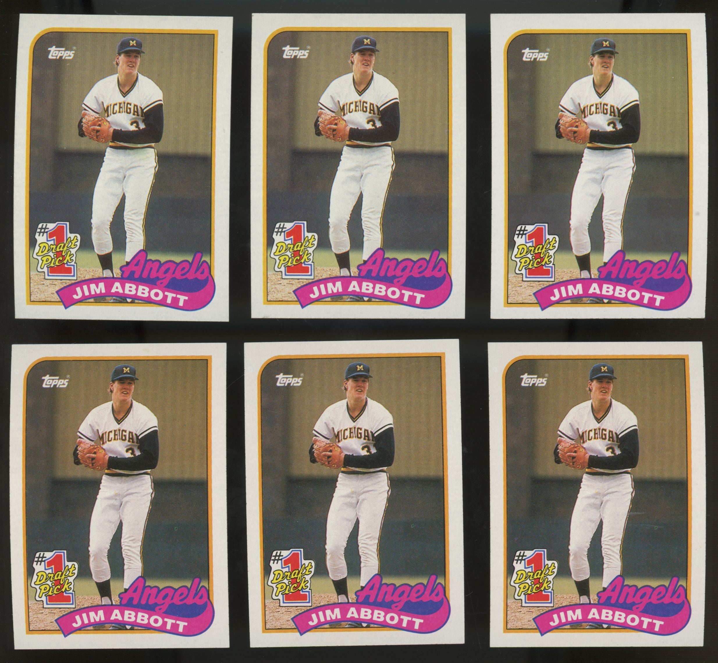 1989 Topps Jim Abbott RC #1 Draft Pick #573 (Lot Of 50)