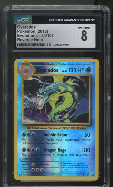 2016 Pokemon Gyarados Evolutions Reverse Holo #34 CGC Pristine 8