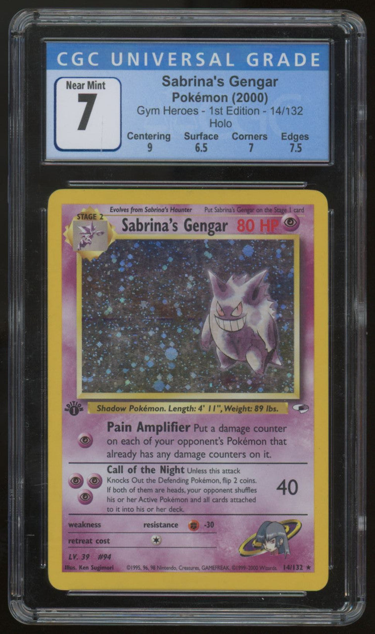 Pokemon Sabrina's Gengar Gym Heroes 1st Ed Holo #14/132 CGC 7
