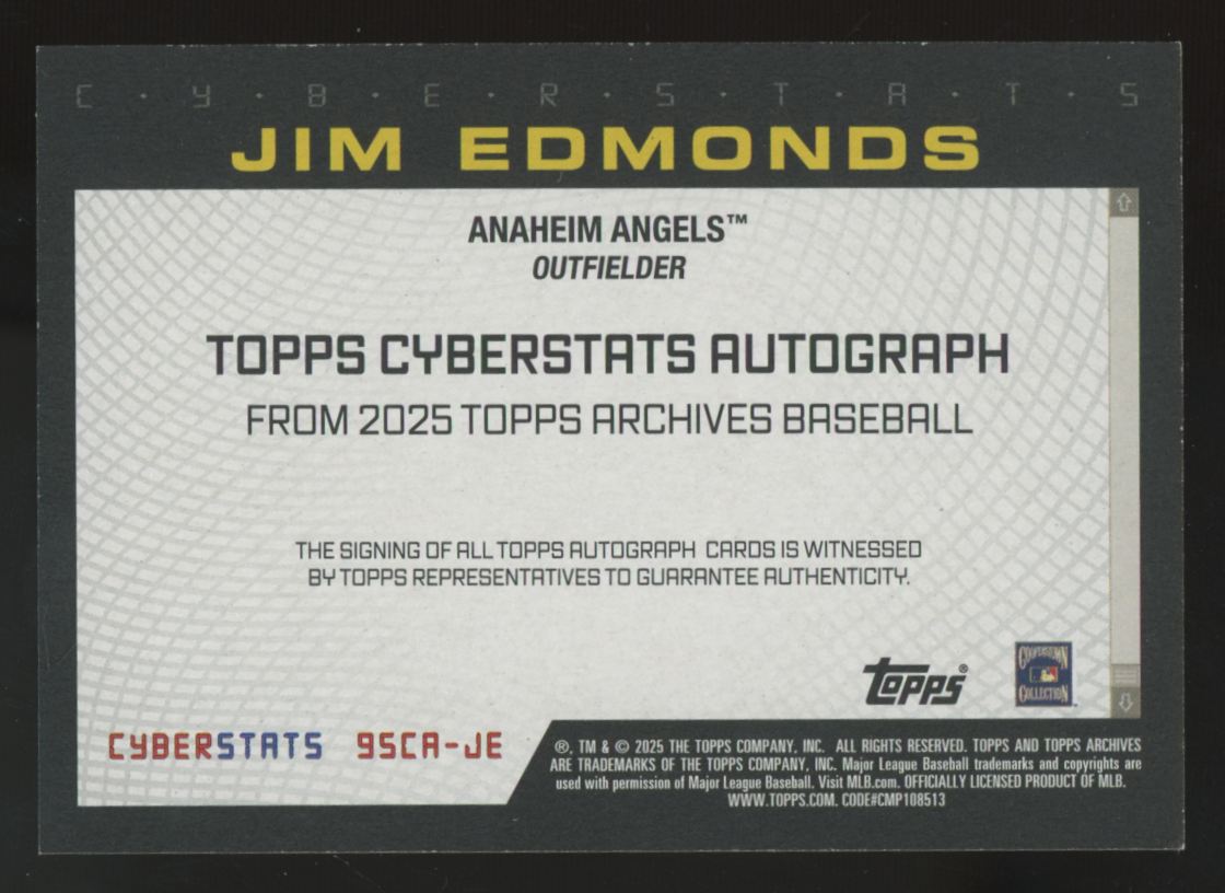 2025 Topps Archives Jim Edmonds Cyberstats Auto #95CA-JE