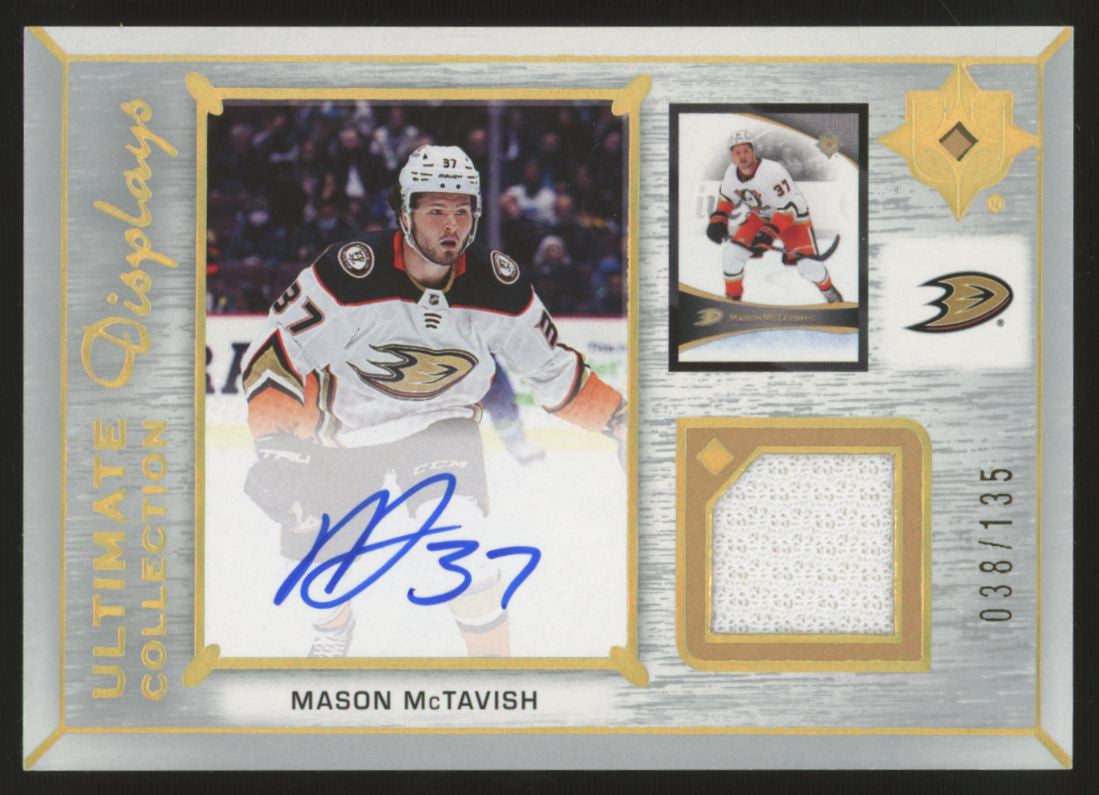 2022/23 UD Ultimate Collection Mason McTavish Displays Patch Auto /135 #UDA-MM