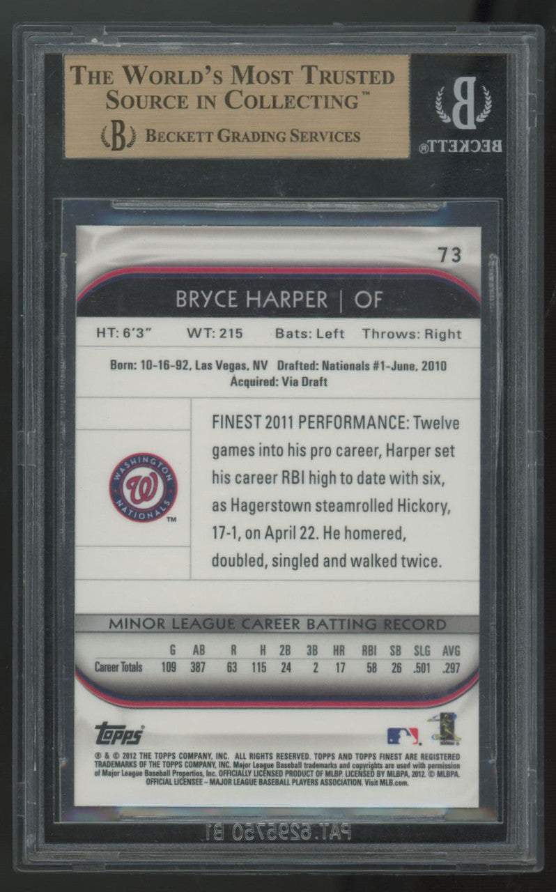 2012 Topps Finest Bryce Harper RC #73 BGS 10