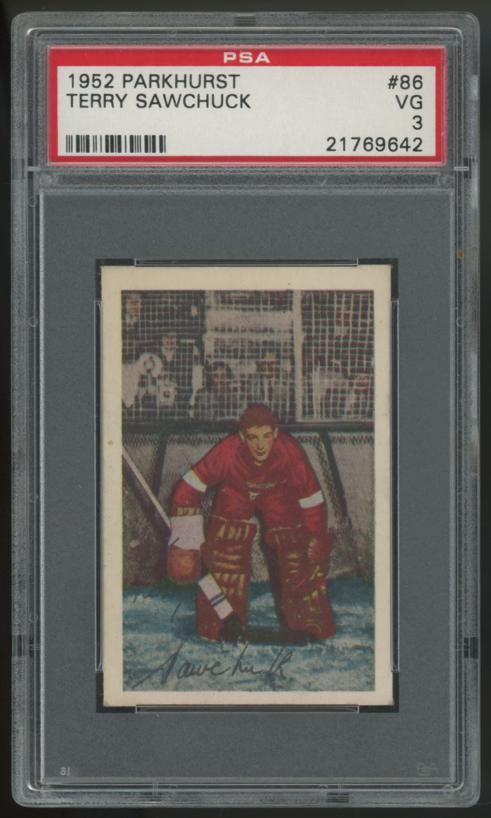1952-53 Parkhurst Terry Sawchuck #86 PSA 3
