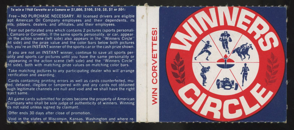 1968 American Oil Babe Ruth / Corvette Winner's Circle Panel