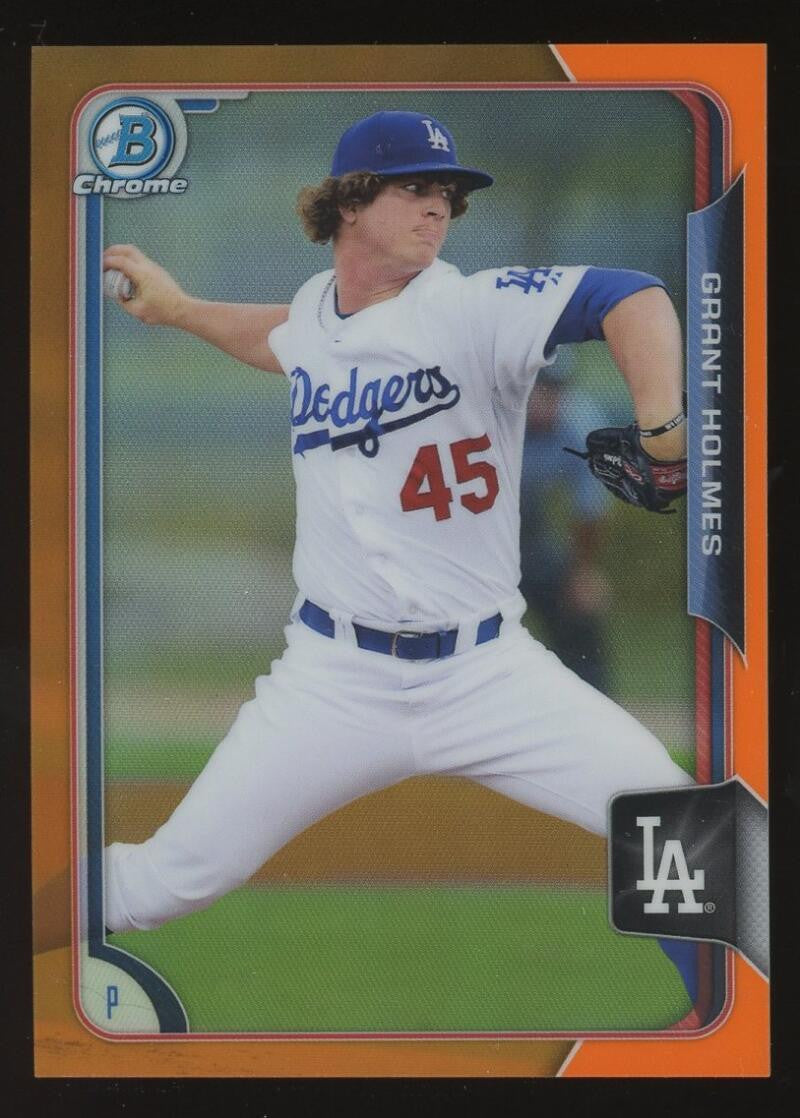 2015 Bowman Draft Chrome Orange Refractor #160 Grant Holmes #13/25 Dodgers