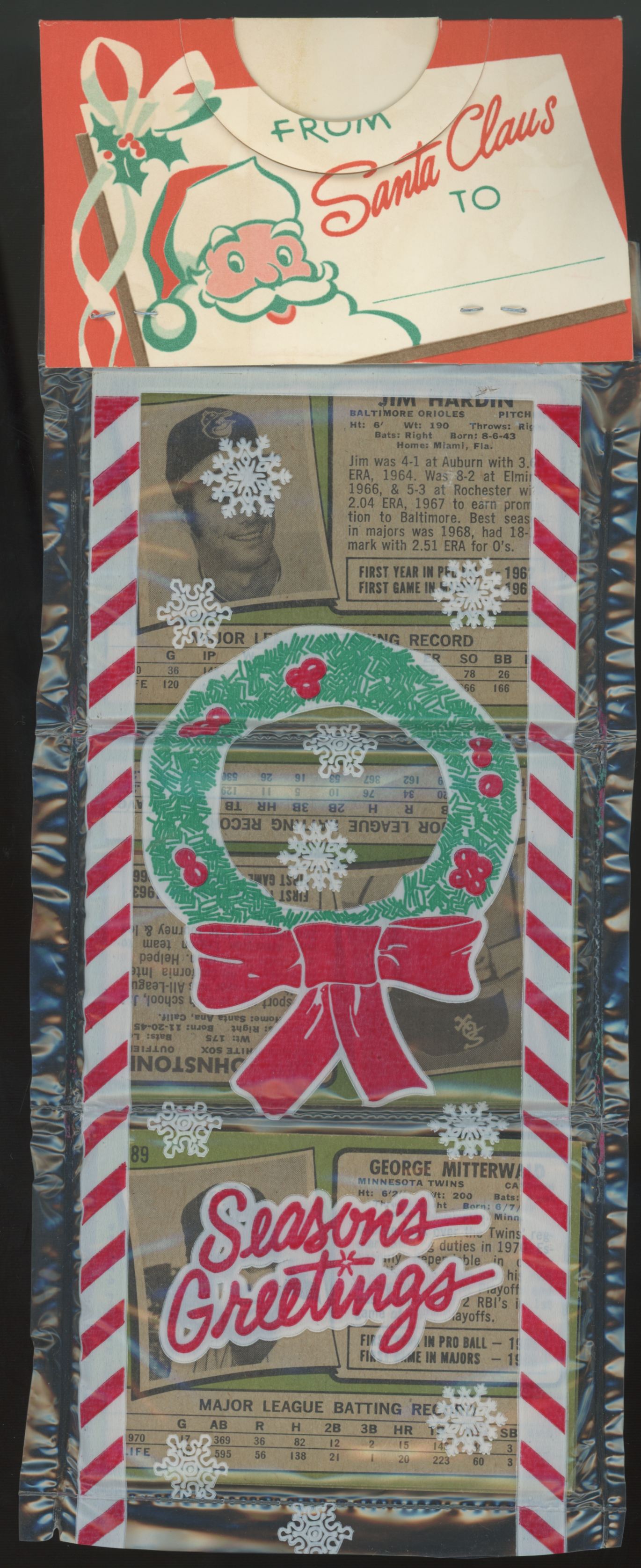 1971 Topps Holiday Baseball Rack Pack Hunter On Top