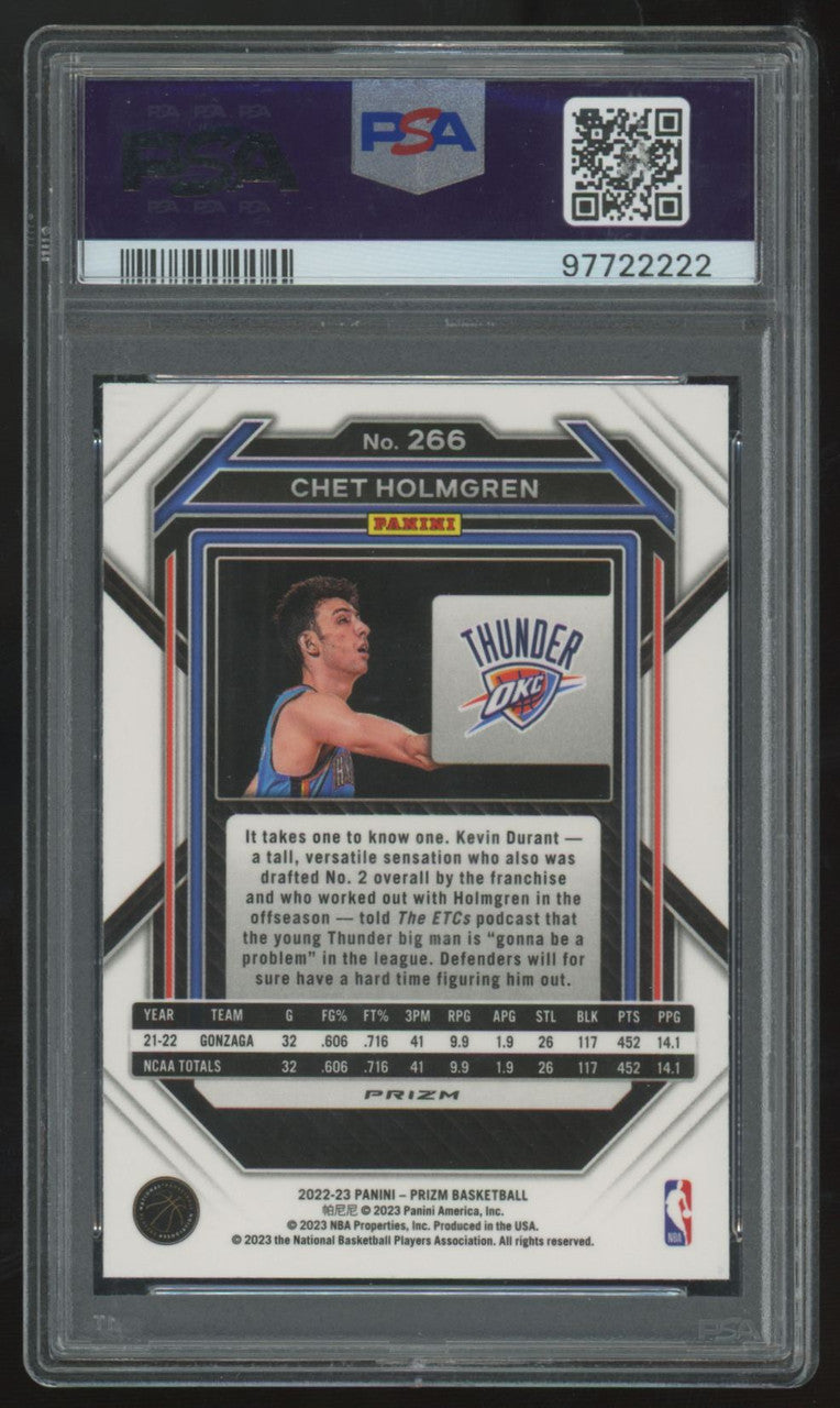2022-23 Panini Prizm Chet Holmgren RC Ice #266 PSA 10