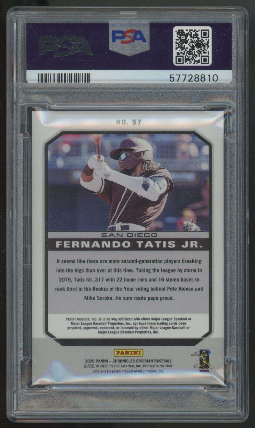 2020 Panini Chronicles Obsidian Fernando Tatis Jr. #57 PSA 10