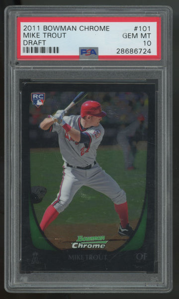 2011 Bowman Chrome Draft Mike Trout RC #101 PSA 10
