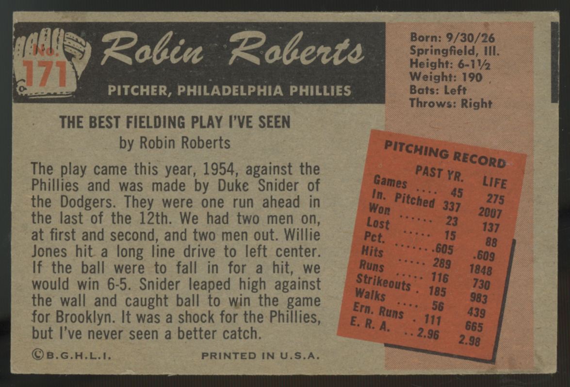 1955 Bowman Robin Roberts #171 VG-EX