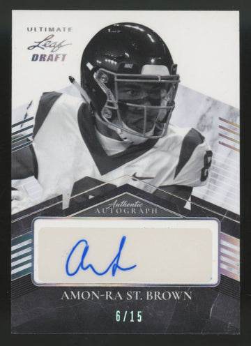 2021 Leaf Ultimate Draft Amon-Ra St. Brown RC Silver Spectrum Auto /15 #PA-ARS