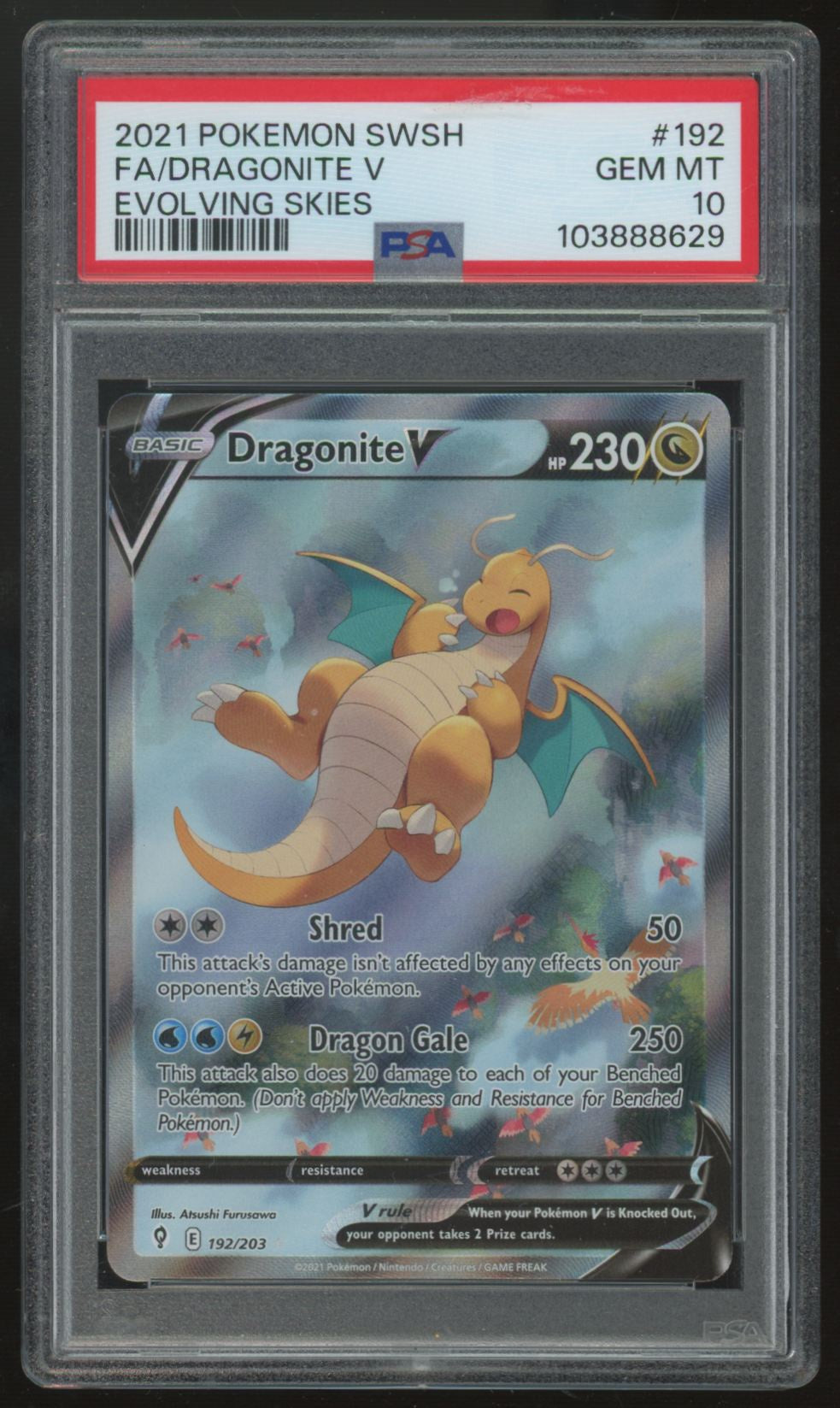 2021 Pokemon Dragonite V Evolving Skies Full Art #192 PSA 10 (B)