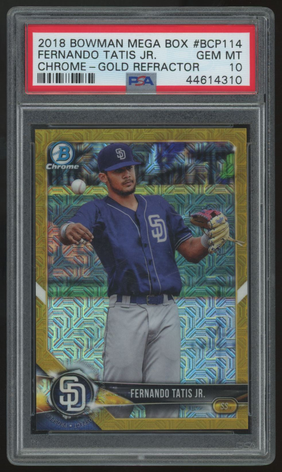 2018 Bowman Chrome Mega Fernando Tatis Jr. Gold Refractor /50 #BCP114 PSA 10